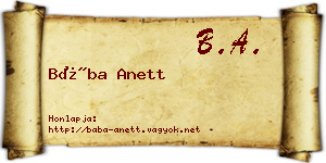 Bába Anett névjegykártya