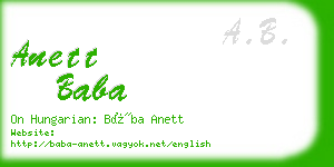 anett baba business card